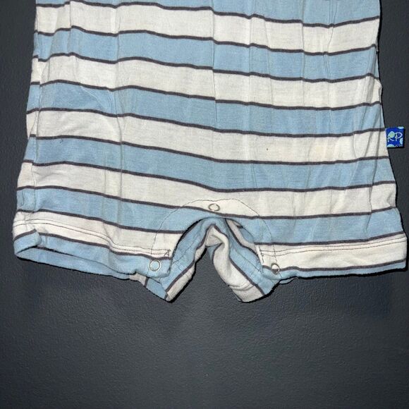 KicKee Pants Boys Bamboo Striped Romper 6-12m Blue White - Picture 7 of 8